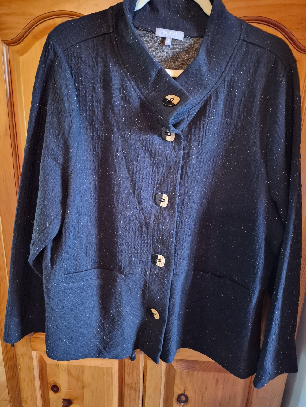 Habitat Clothes To Live In Black Crinkle Swing Jacket XL